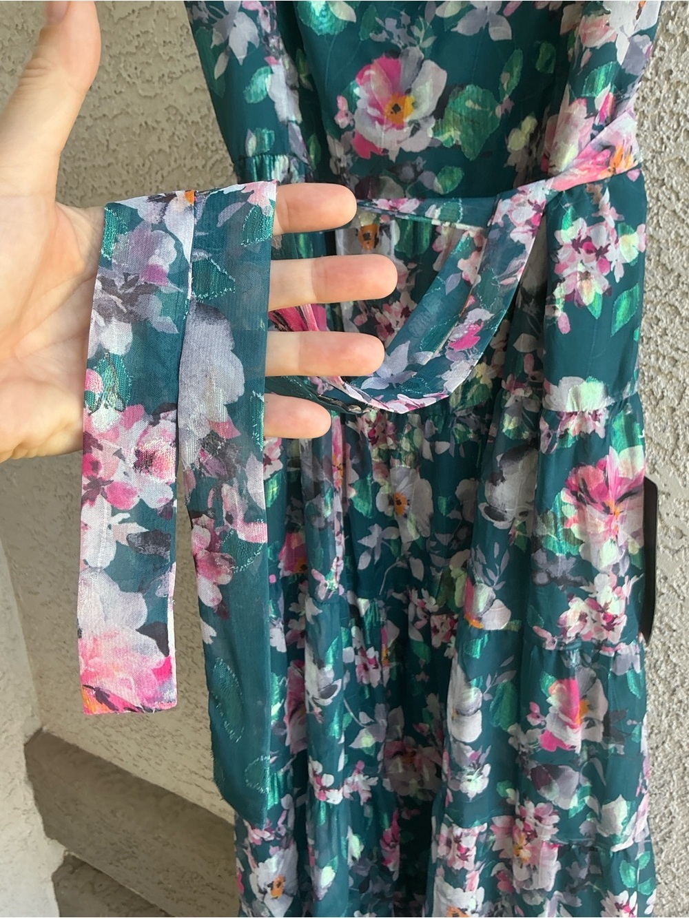 NWT Lulu’s Shela Teal Floral Jacquard Tiered Midi Dress XXL Romantic Gardengirl - Picture 12 of 13